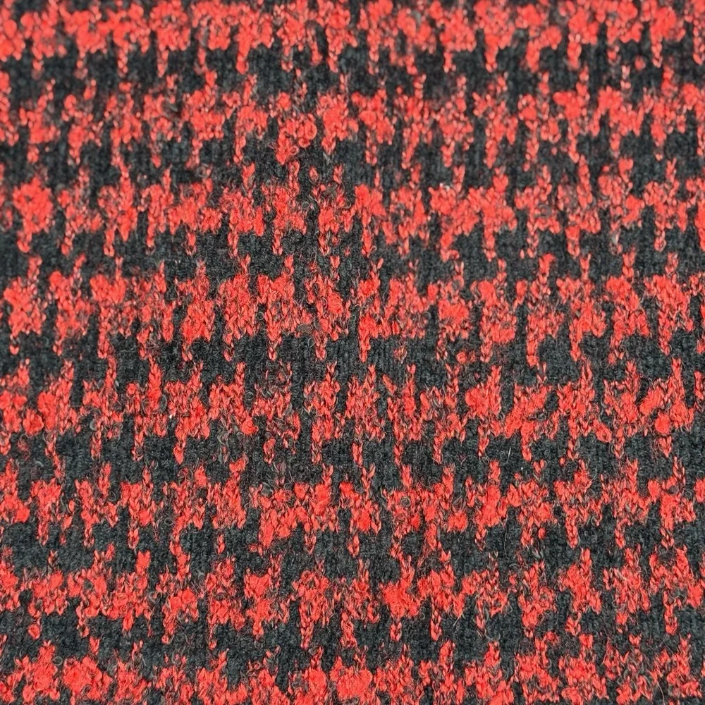 Coldwater Creek Sweater Women Small‎ Red Black Marled Fringe Cardigan Preppy